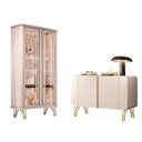 Ver imagem 2 de Kit de Aparador Buffet Benvenuto e Cristaleira Evora Pés de Aço Off White