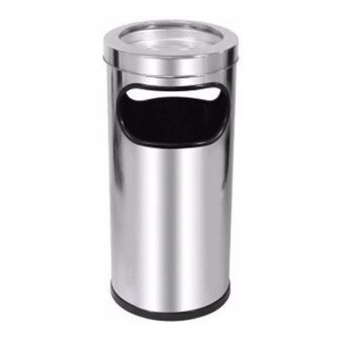 Lixeira Com Cinzeiro Para Área De Fumante/fumódromo- Inox:Inox