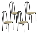 Ver imagem 1 de Kit 4 Cadeiras Ubatuba Corino Creme Tubo Preto Fosco