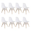 Ver imagem 1 de Kit com 8 Cadeira Eames Eiffel Wood Branca para Sala de Jantar