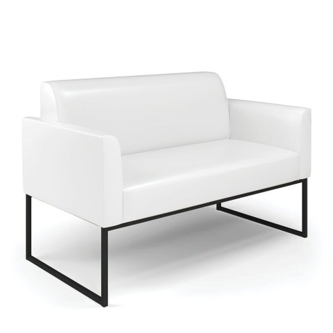 Sofá Namoradeira Base Industrial Preto Marisa Corano Branco D03 - D'Rossi