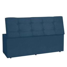 Kit Painel e Calçadeira Baú Queen 1,60m Roma Suede Azul Marinho - Pallazio - 4