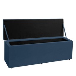 Kit Painel e Calçadeira Baú Queen 1,60m Roma Suede Azul Marinho - Pallazio - 3