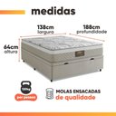 Ver imagem 4 de Cama Box Baú Casal Cristal Molas Ensacadas 138x188x64cm