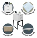 Ver imagem 3 de Mesa de Cabeceira Eco Industrial 30cm Branco 2 Gavetas Pés Ferro Preto para Quarto Cama