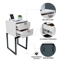 Ver imagem 5 de Mesa de Cabeceira Eco Industrial 30cm Branco 2 Gavetas Pés Ferro Preto para Quarto Cama