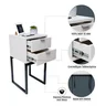 Mesa de Cabeceira Eco Industrial 30cm Branco 2 Gavetas Pés Ferro Preto para Quarto Cama - 5