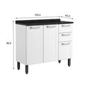 Ver imagem 2 de Gabinete Aço Cozinha Tampo Incluso 2 Gavetas 3 Portas 105 Cm -apartamento-bertolini