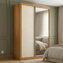 Ver imagem 1 de Guarda Roupa Solteiro 2 Portas 3 Gavetas 100% MDF 153cm com Espelho