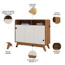 Ver imagem 3 de Buffet Aparador 95cm 3 Portas Orgânico Marlo Nature/Off Z56 - Mpozenato