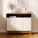 Ver imagem 1 de Buffet Aparador 95cm 3 Portas Orgânico Marlo Nature/Off Z56 - Mpozenato