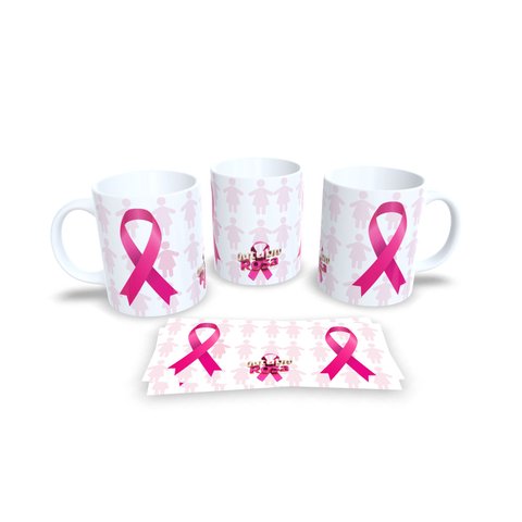 Canecas Branca de Porcelana Personalizadas Outubro Rosa