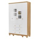 Ver imagem 1 de Guarda Roupa Infantil Uli New 4 Portas e 3 Gavetas Branco Brilho/amêndoa - Móveis Peroba