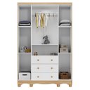 Ver imagem 3 de Guarda Roupa Infantil Uli New 4 Portas e 3 Gavetas Branco Brilho/amêndoa - Móveis Peroba