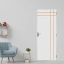 Ver imagem 1 de Kit Porta de Madeira Decorada 215x75cm com Batente de Aço 06cm Mantiqueira MGM Abertura Esquerda Branco