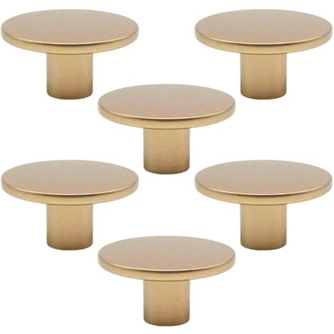 Kit 6 Puxadores 206 Naico Ponto Redondo Dourado para Móveis Armários e Gavetas