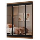 Ver imagem 2 de Guarda-Roupa Solteiro 4 Portas Batentes com Espelhos Rustic/Preto/Preto Netuno Madesa