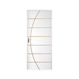 Kit Porta de Madeira Decorada 215x75cm com Batente de Aço 6cm Neblina MGM - 2