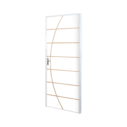 Kit Porta de Madeira Decorada 215x75cm com Batente de Aço 6cm Neblina MGM - 4