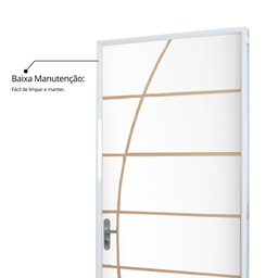 Kit Porta de Madeira Decorada 215x75cm com Batente de Aço 6cm Neblina MGM - 12