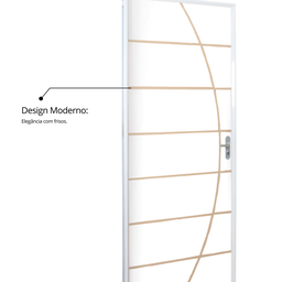 Kit Porta de Madeira Decorada 215x75cm com Batente de Aço 6cm Neblina MGM - 7