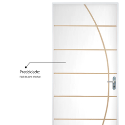 Kit Porta de Madeira Decorada 215x75cm com Batente de Aço 6cm Neblina MGM - 13