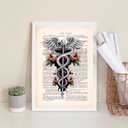 Ver imagem 2 de Quadro Decorativo Símbolo Medicina- Floral 33x24cm:madeira Preta