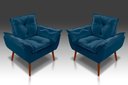 Ver imagem 1 de Kit 02 Poltronas Decorativas Opala Suede Azul Marinho - Pandora Decor