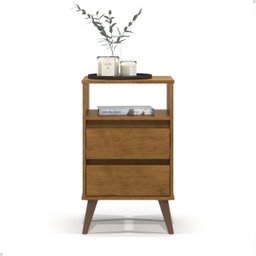 Mesa de Cabeceira Retrô 2 Gavetas - Mod.3042 Cor:freijó - 1
