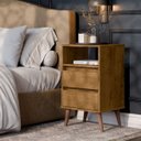 Ver imagem 2 de Mesa de Cabeceira Retrô 2 Gavetas - Mod.3042 Cor:freijó