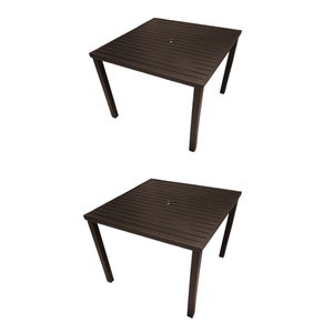 Kit 2 Mesas Tampo Ripado Quadrada 0.80x0.80m Alumínio Marrom