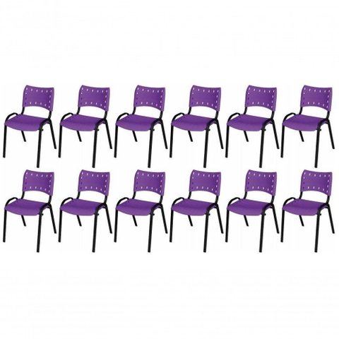 Cadeira Iso Base Preto , Escritório Violeta Kit 12 Un