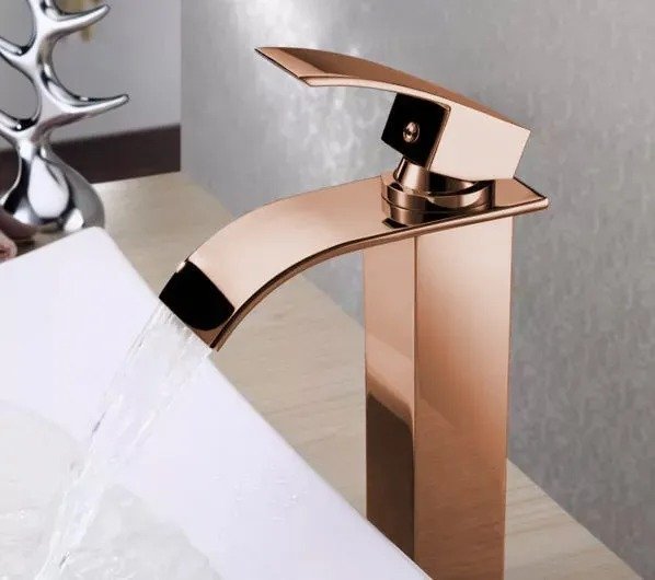 Torneira Banheiro Monocomando Cascata Alta Luxo Rose Gold - 2