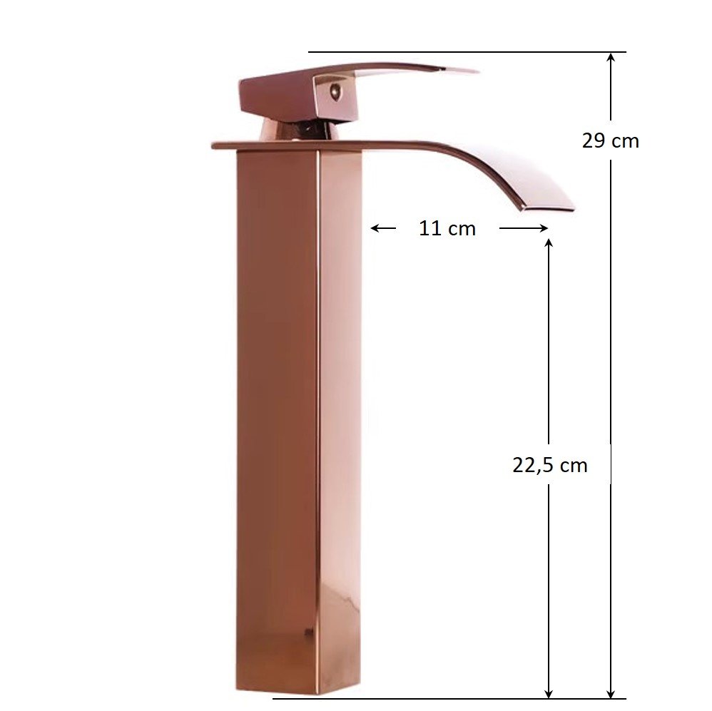 Torneira Banheiro Monocomando Cascata Alta Luxo Rose Gold - 4