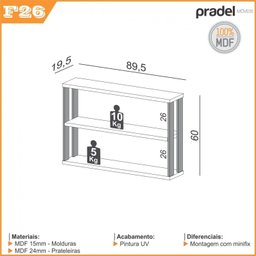Nicho 2 Prateleiras 89,5cm Industrial  - 3