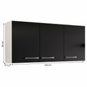Ver imagem 3 de Armário Cozinha Serviço 3 Portas Aéreo Branco/Preto Pux Cinz