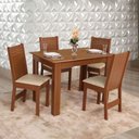 Ver imagem 1 de Conjunto Mesa Retangular Pérola com 4 Cadeiras Paraty Fosca Bagum Bege Naturalle