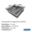 Ver imagem 3 de Calha Gourmet Escorredor Inox Tamanho 40x40 Cm Ecosul