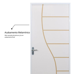 Kit Porta de Madeira Decorada 215x75cm com Batente de Aço 06cm Cantareira MGM - 7