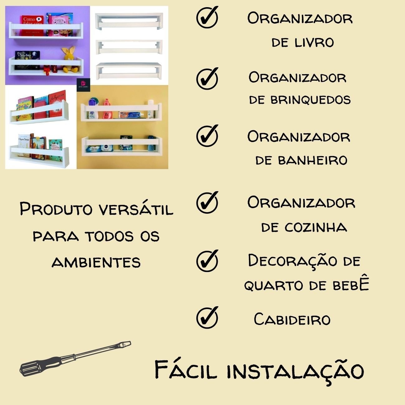 Quit 6 Prateleiras de Livrinhos Infantis Estante Para Urso de Pelúcia Nicho Organizador de Brinquedo - 7