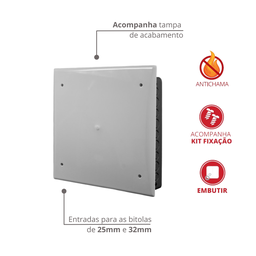 Caixa de Passagem Elétrica Modelo Embutir Tamanho 16x16cm Cor Branco Durín - 2