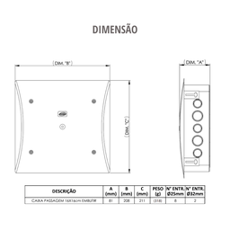Caixa de Passagem Elétrica Modelo Embutir Tamanho 16x16cm Cor Branco Durín - 3