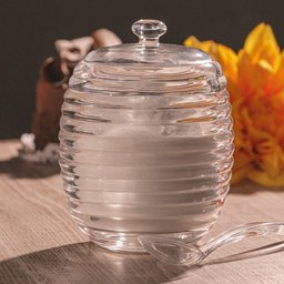 Açucareiro de Cristal com Colher e Tampa Colmeia Lyor 210ml - 3