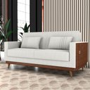 Ver imagem 2 de Sofá-cama 203cm 3 Lugares com Tecido Bouclé Multimóveis Cr45255 Bege