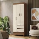 Ver imagem 6 de Guarda Roupa Solteiro 3P com Pés e Armário Multiuso com Pés Fit Jequitibá Off White - Santos