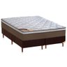 Cama Box Queen: Colchão Molas Castor Pocket Revolution + Base CRC Suede Marrom(158x198) - 1