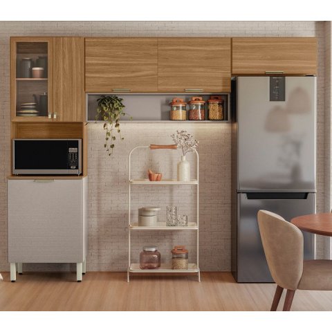 Kit de Cozinha Compacta Alba 250m com Nicho para Forno - Amêndola Touch/ Nude Prime Tx Demóbile