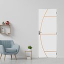 Ver imagem 1 de Kit Porta de Madeira Decorada 215x85cm com Batente de Aço 06cm Gaúcha MGM Abertura Direita Branco