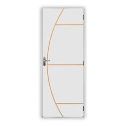 Kit Porta de Madeira Decorada 215x85cm com Batente de Aço 06cm Gaúcha MGM - 2