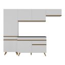 Ver imagem 7 de Armário Cozinha Modulada Compacta 252cm com Balcão Veneza Multimóveis Mp3760 Branco/dourado